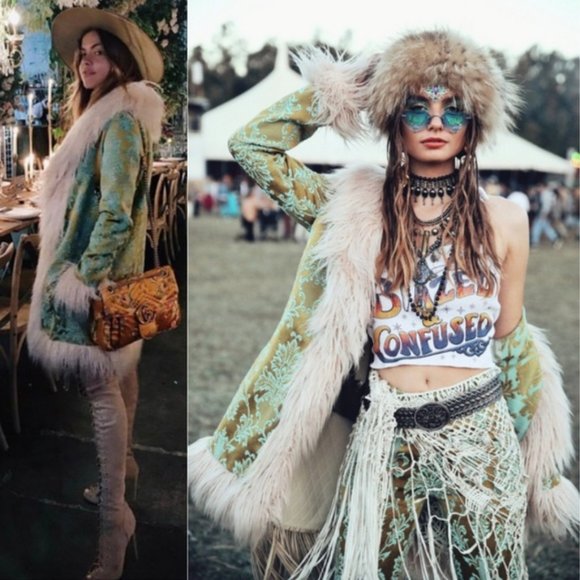 Brocade Anastasia Brocade Faux Fur Jacket Coat M/L - Picture 2 of 7